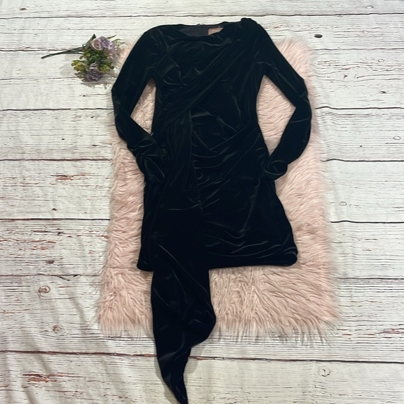 Jessakae Noor Velvet Black Draped Dress - Picture 2 of 9